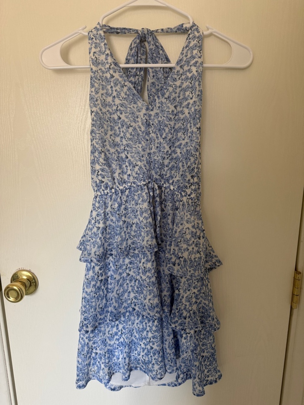Altar'd State Blue Floral Tiered Halter Dress